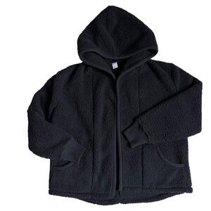 Gilly Hicks Cozy Sherpa Fleece Hooded Cardigan / Jacket (Black) - Size S/M